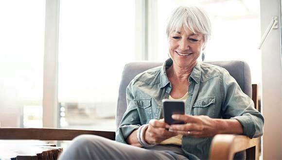 senior woman with smartphone